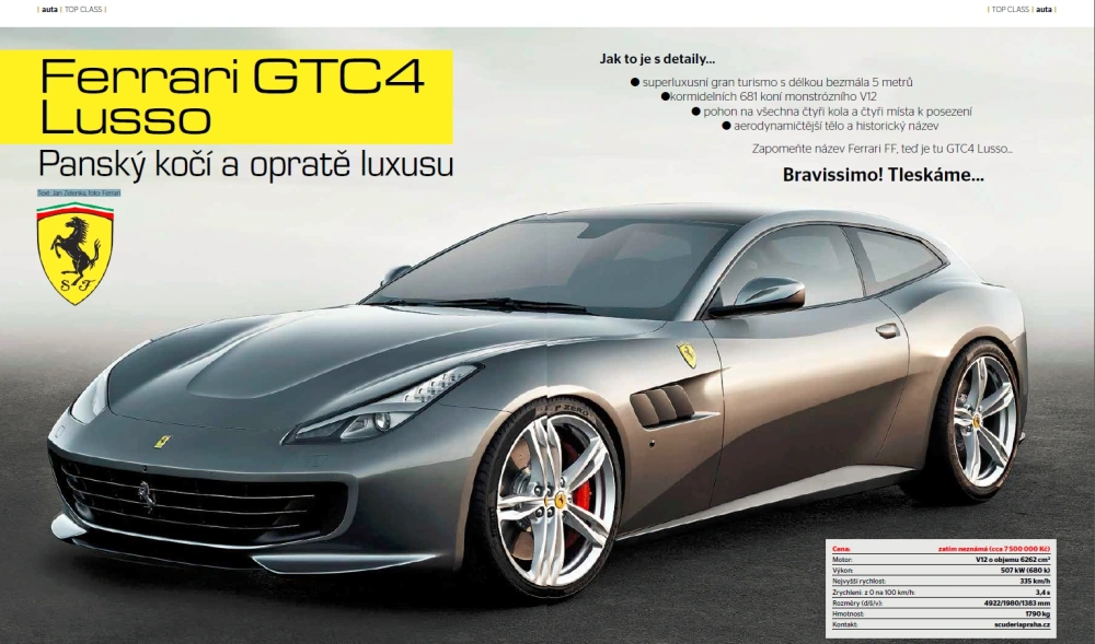 TOP CLASS: Ferrari GTC4 Lusso Panský kočí a opratě luxusu